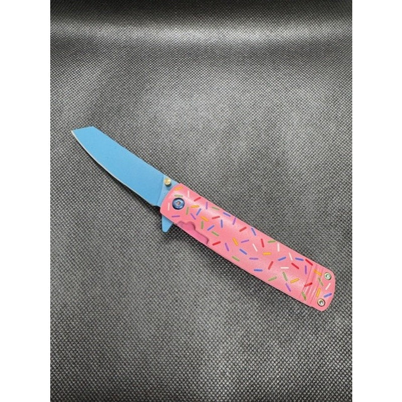 Qty 2 ~ White Label ~ Stainless Steel Knives ~ Aluminum Scales ~ Donut
