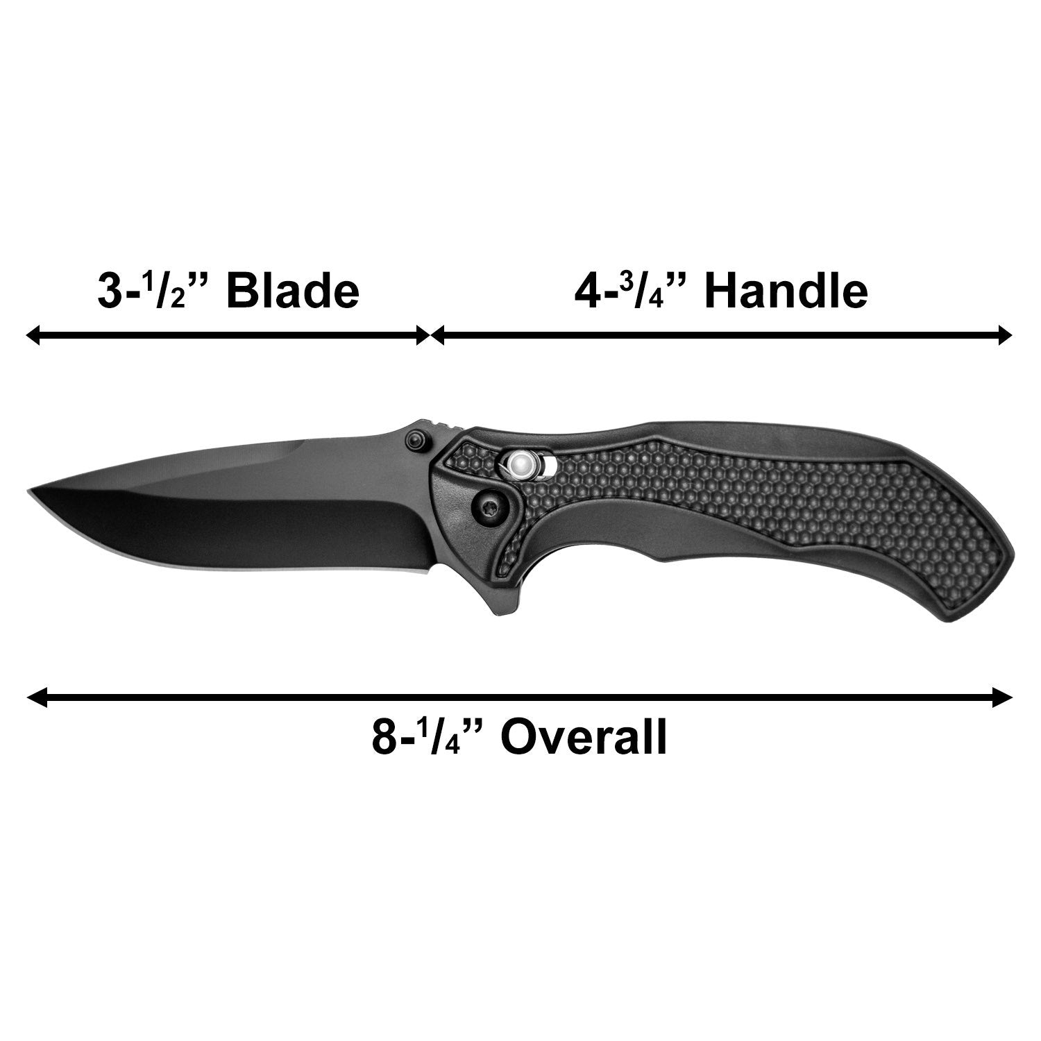 4.75" Hex Grip Spring Assist Folding Pocket Knife - Black