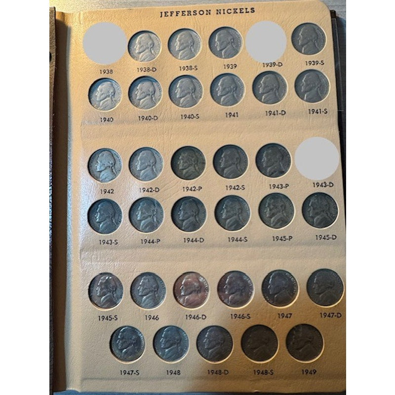 Jefferson Nickels Album (1938-2016) - 85% Complete - 149/175 Nickels in set