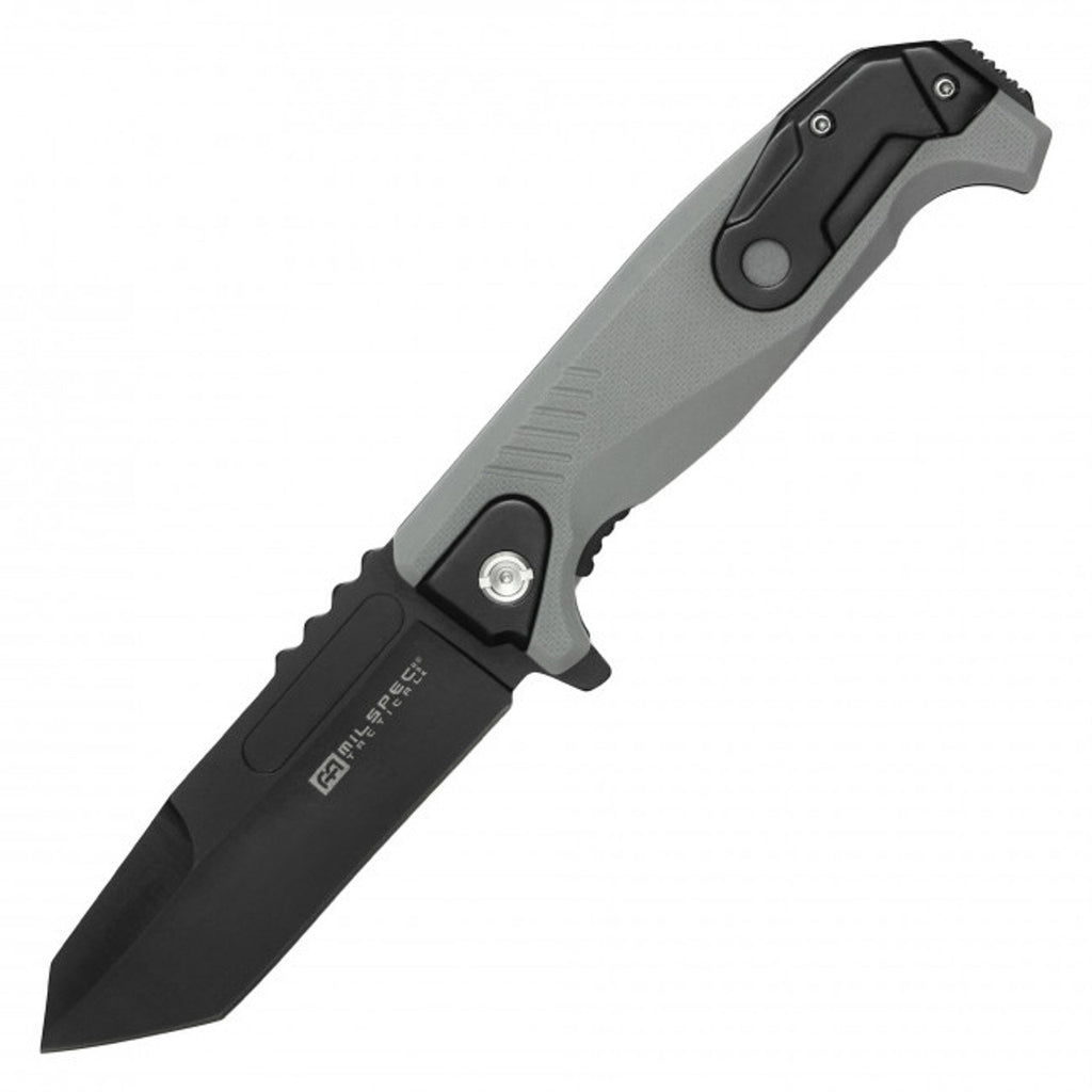 MILSPEC ~ 8" Tactical Pocket Knife ~ GrayBlack ~ PML210BK