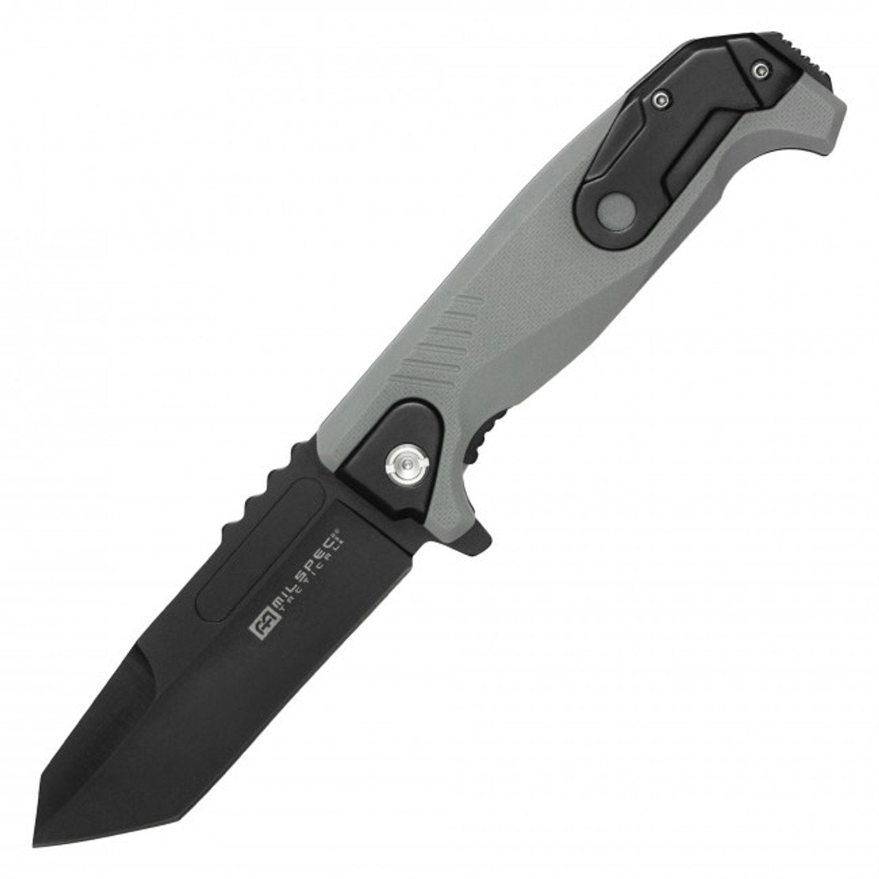 MILSPEC ~ 8" Tactical Pocket Knife ~ GrayBlack ~ PML210BK