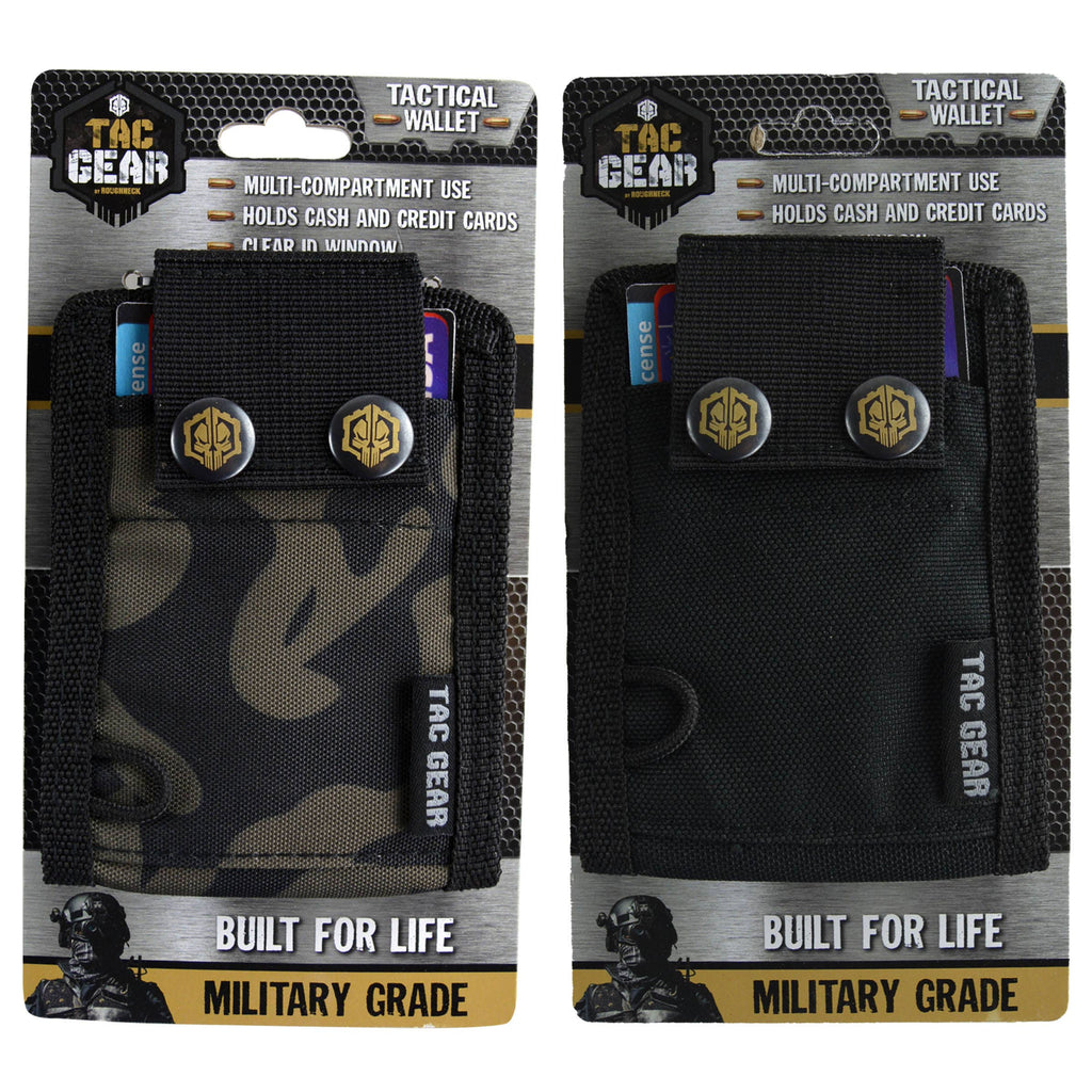Tac Gear ~ Canvas Snap Wallet ~ Cash/Card/ID ~ Military Grade ~ Black or Camo