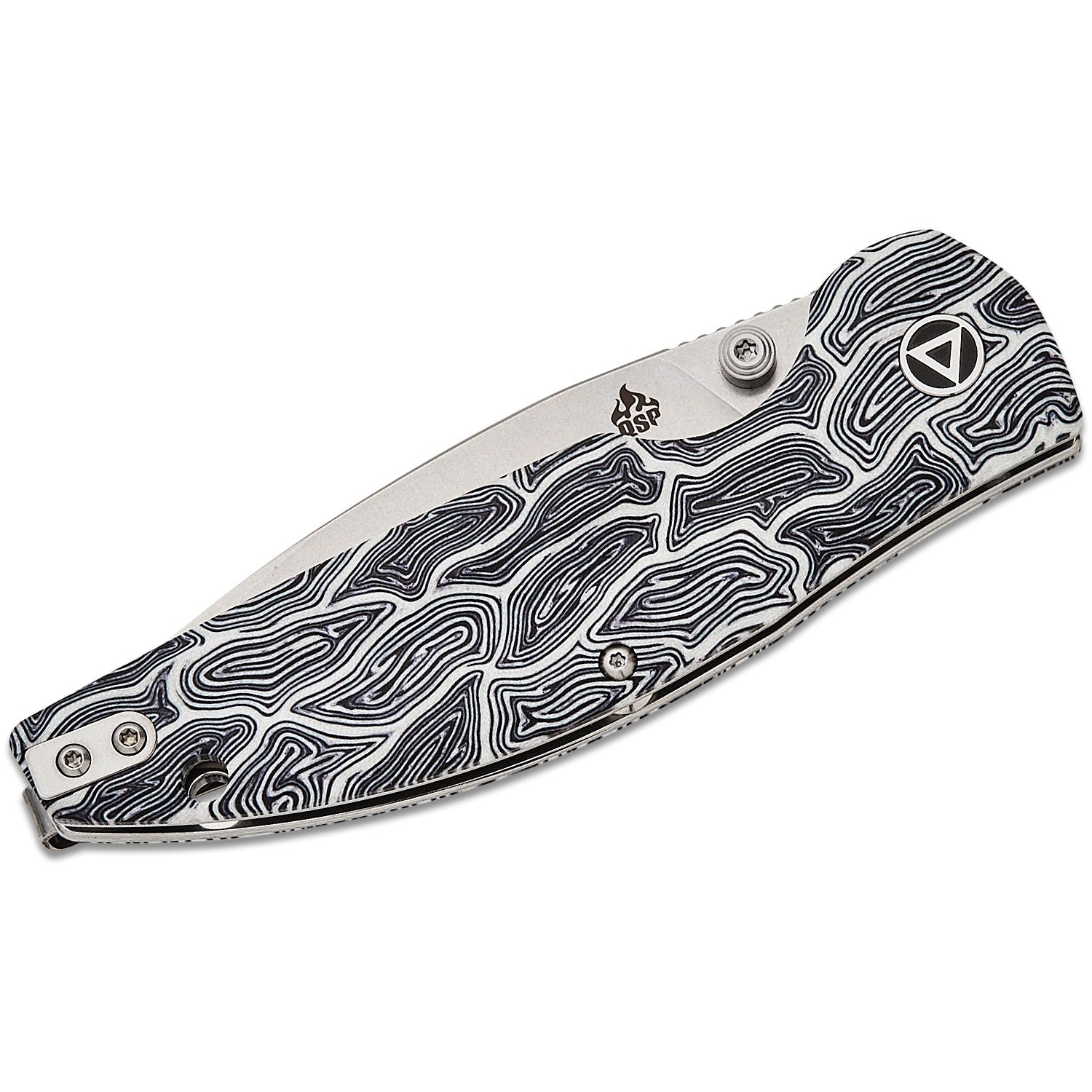 QSP ~ Turtle Punk Liner Lock Knife 3.5" 14C28N ~ Milled B/W G-Mascus - QS158-B2