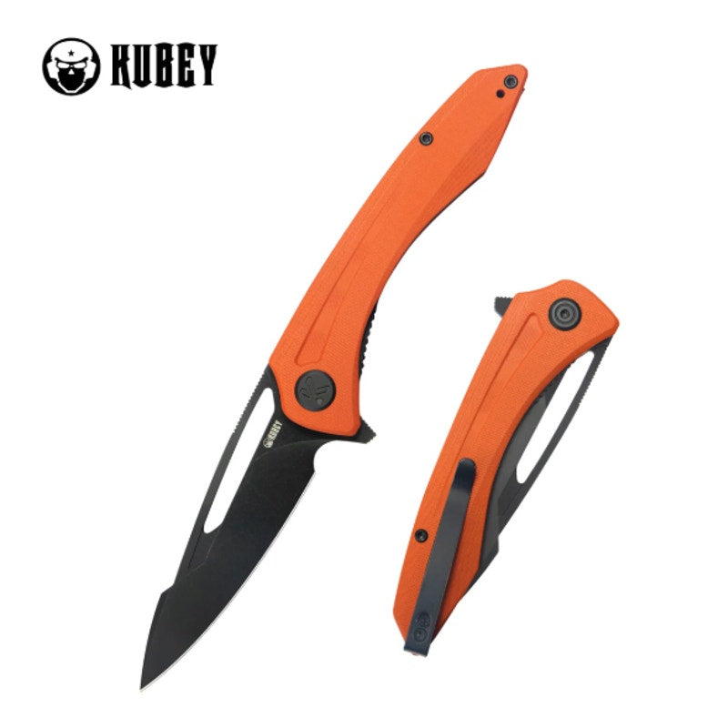 Kubey ~ Merced ~ 3.46" Blackwash 14c28n Blade ~ Durable Orange G10