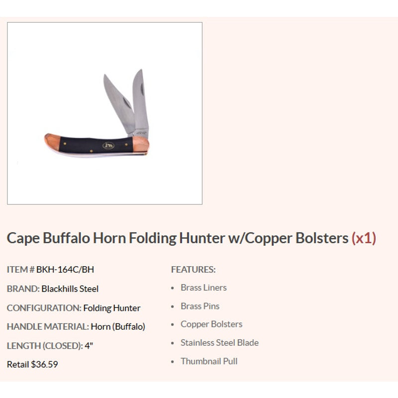 Black Hills Copper Buffalo 5pc Folding Knife Set