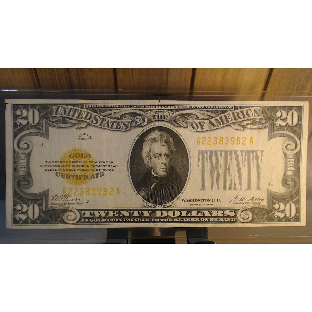 1928 $20 Gold Certificate ~ AU-Choice AU