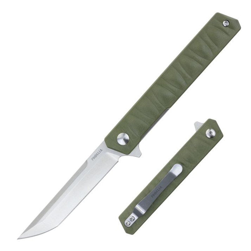 PROELIA ~ Slim (OD Green) G-10 Linerlock Knife (3.5" Satin 7Cr17MoV) ~ TX302GN