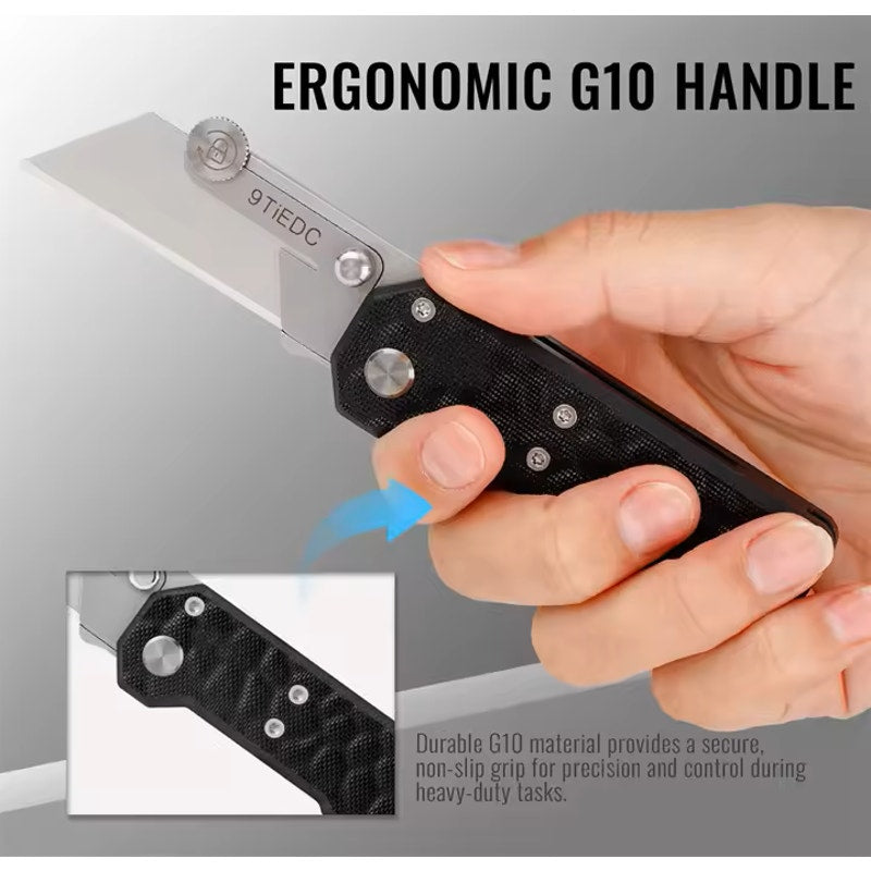 9TiEDC ~ Folding Utility Knife G10 Handle + MultiTool & Extra Blades