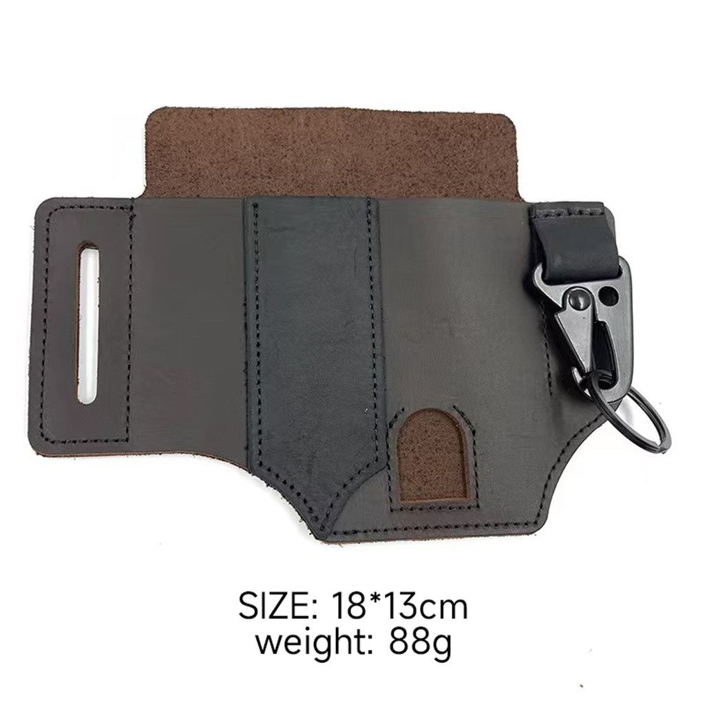 EDC Leather Knife Case & Flashlight Slot Tactical Pack: 1 Pouch