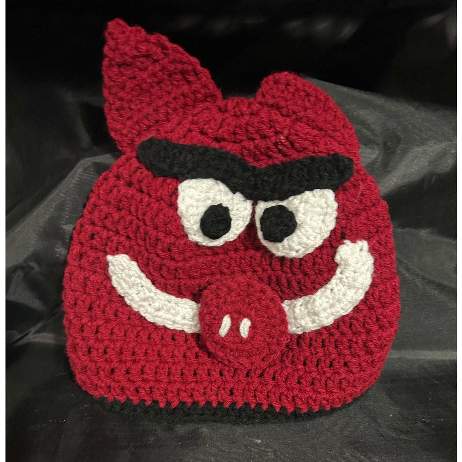 Arkansas Razorback ~ Crocheted "Toboggan" Hats ~ Adult Pair (2)