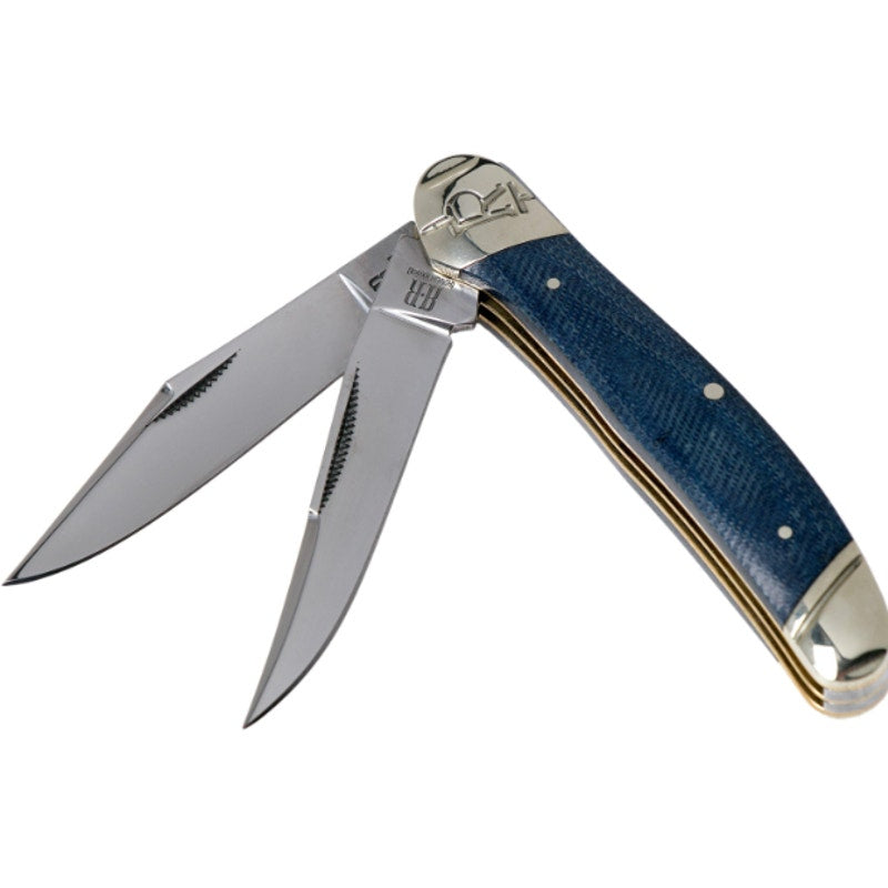 Rough Ryder Copperhead Knife 3.75" Blue Denim Micarta