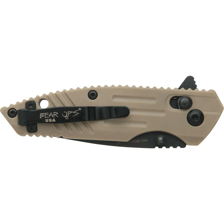 Bear & Son Cutlery ~ Black Slide Lock Desert Sand Handles