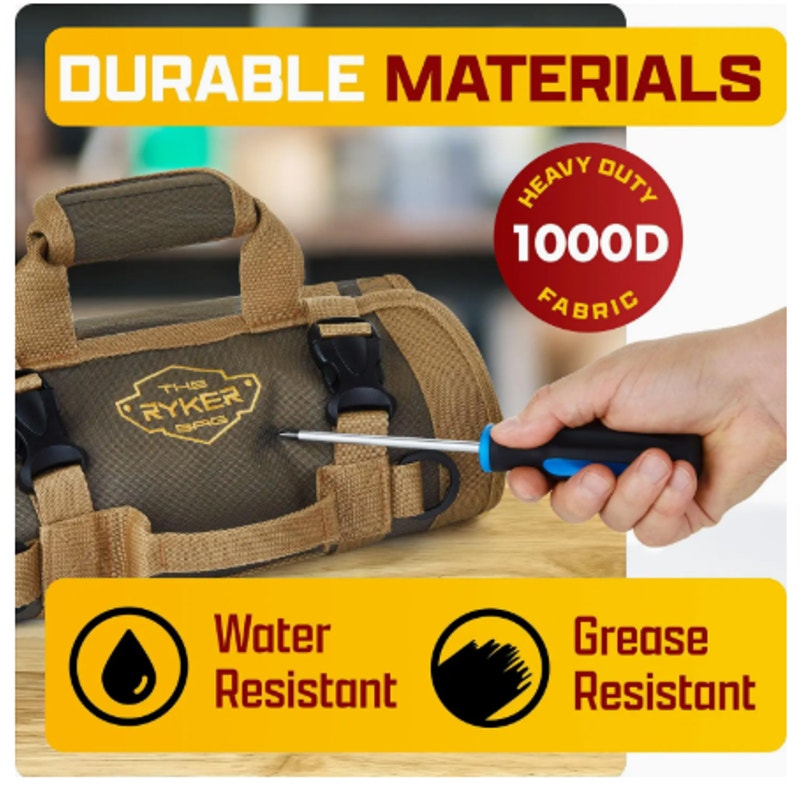 The Ryker Bar ~ Original Tool Roll Organizer with 2 Detachable Pouches