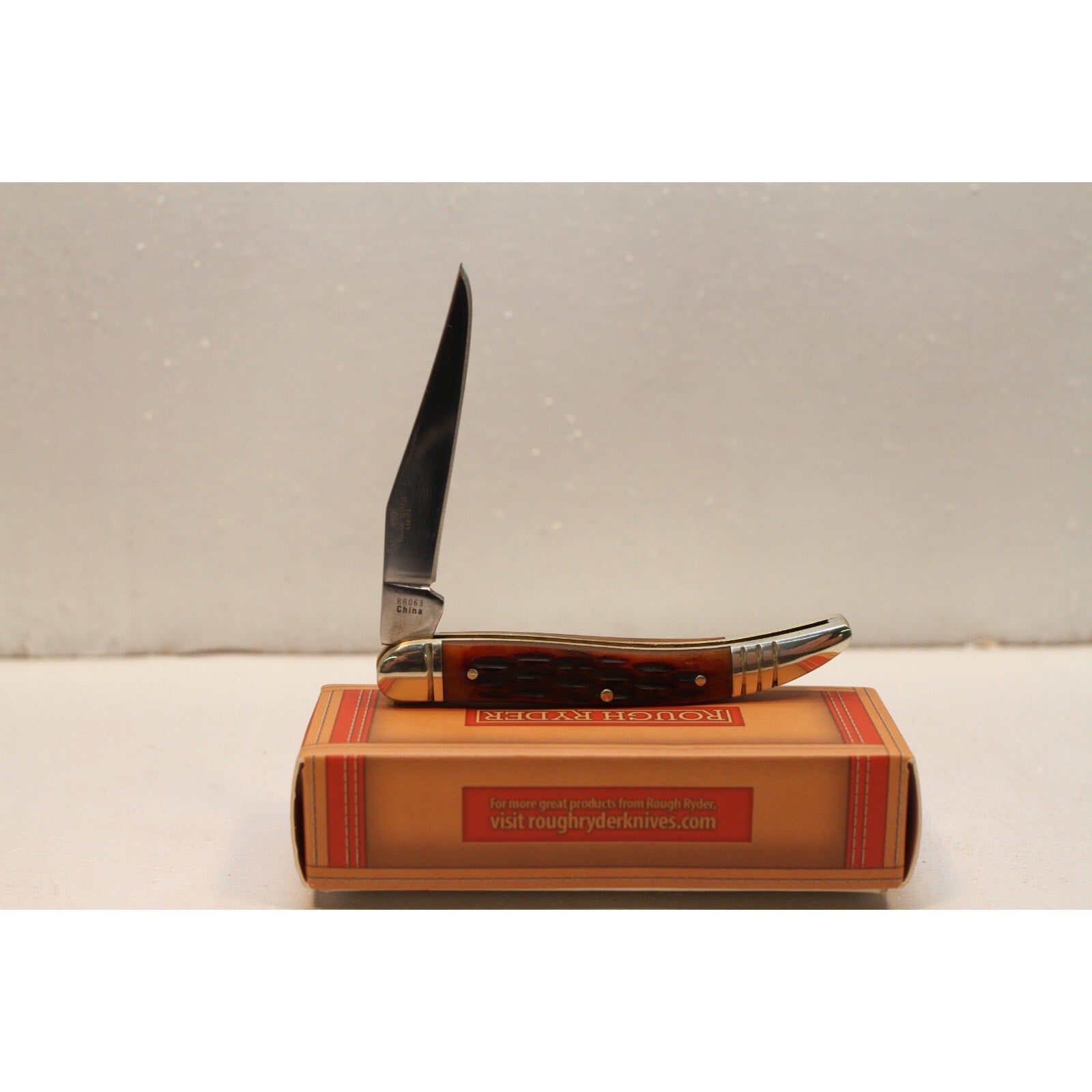 Rough Ryder Baby Toothpick Amber Bone Folding Pocketknife