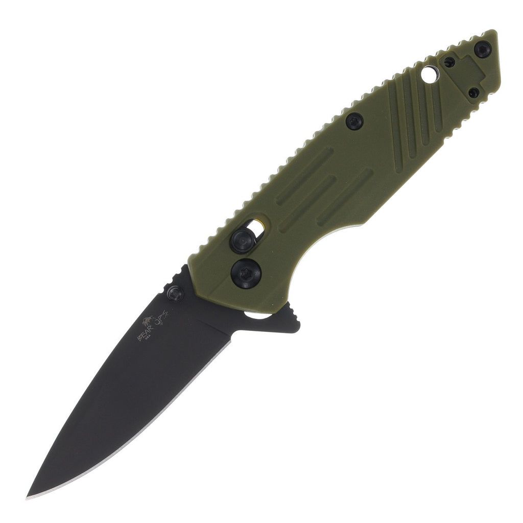 Bear & Son Cutlery ~ Bear OPS Mini Rancor IX Slide Lock Folding Knife ~ OD Green