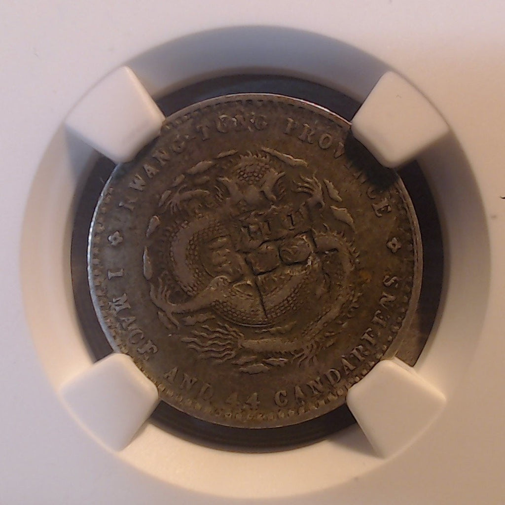 Qty 2 ~ (1890-1908) ~ CHINA KWANGTUNG L&M-135 20C ~ NGC VF/XF DETAILS CHOPMARKED