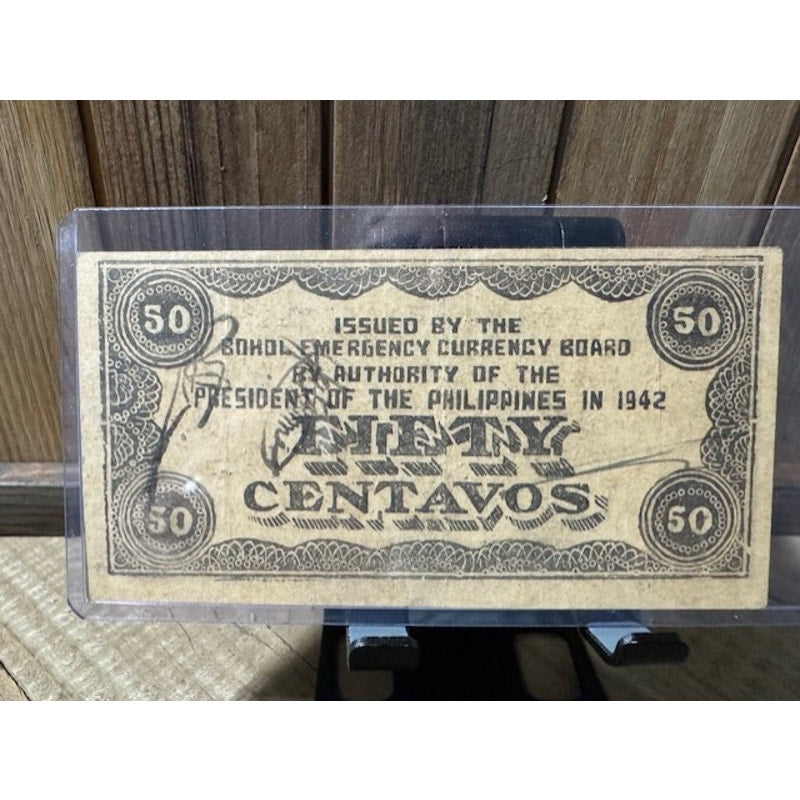 1942 ~ Phillipine 50 Centavos ~ BOHOL WWII - AU
