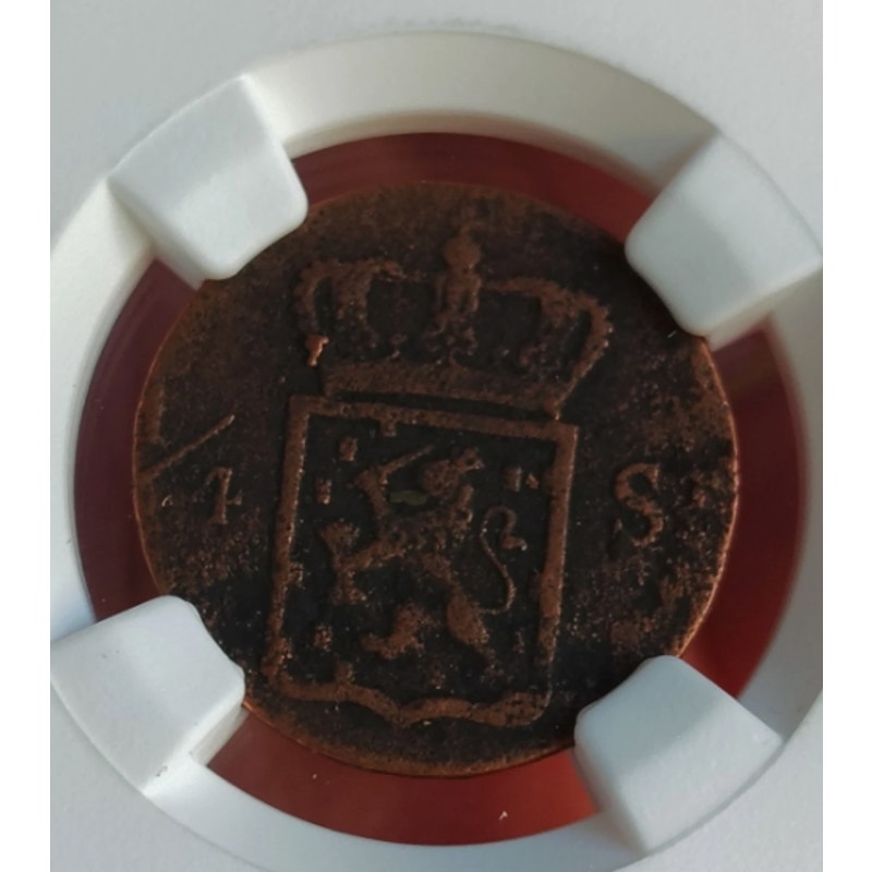 1814-1840 N.E. Indies Fractional Stuiver Willem 1 NGC Genuine Spice Islands