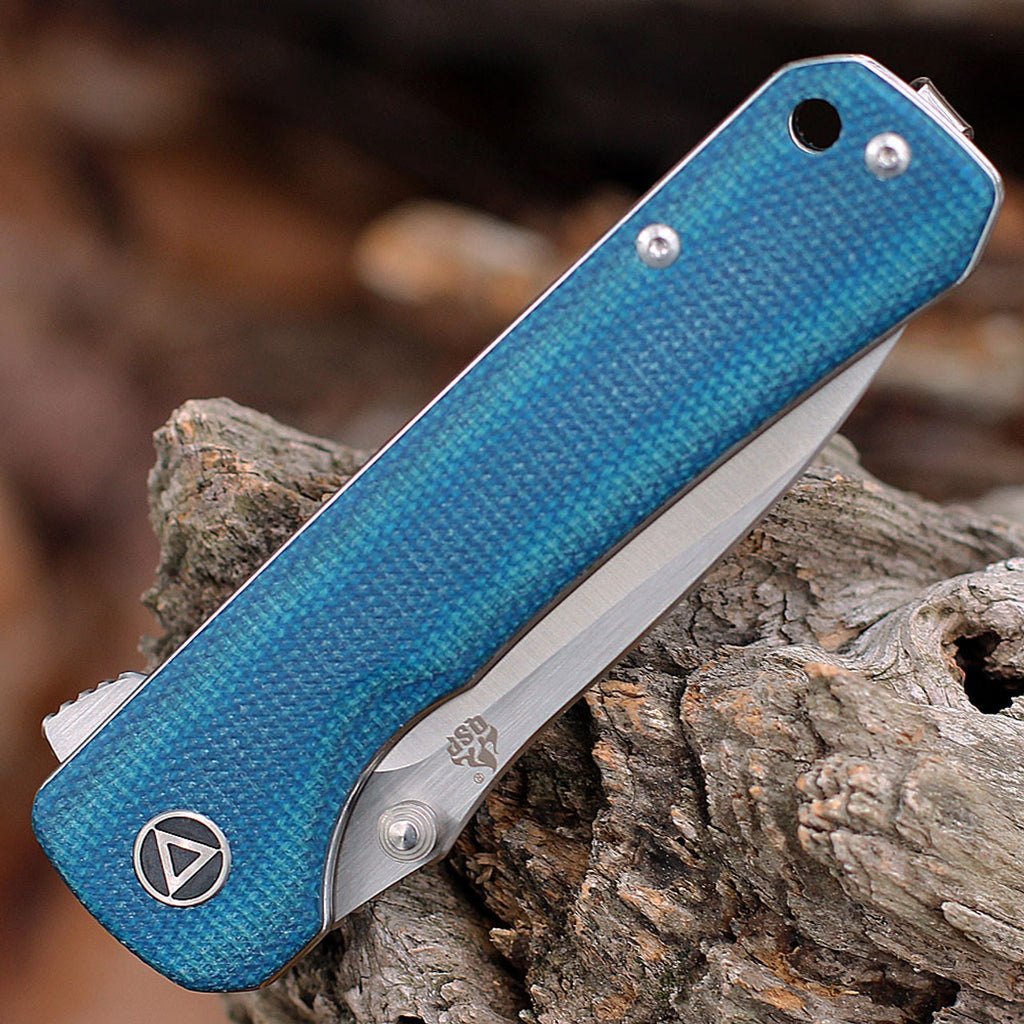 QSP Knife ~ Hawk - Blue Linen Micarta ~ 3.225" 14C28N ~ QS131I