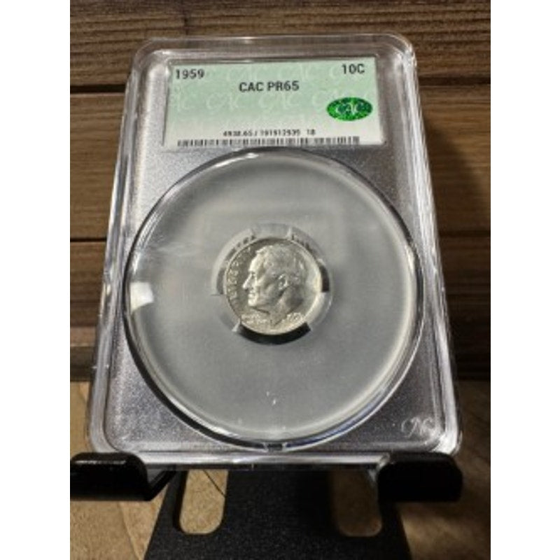 1959 Roosevelt Silver Dime ~ CAC PR65 Gem