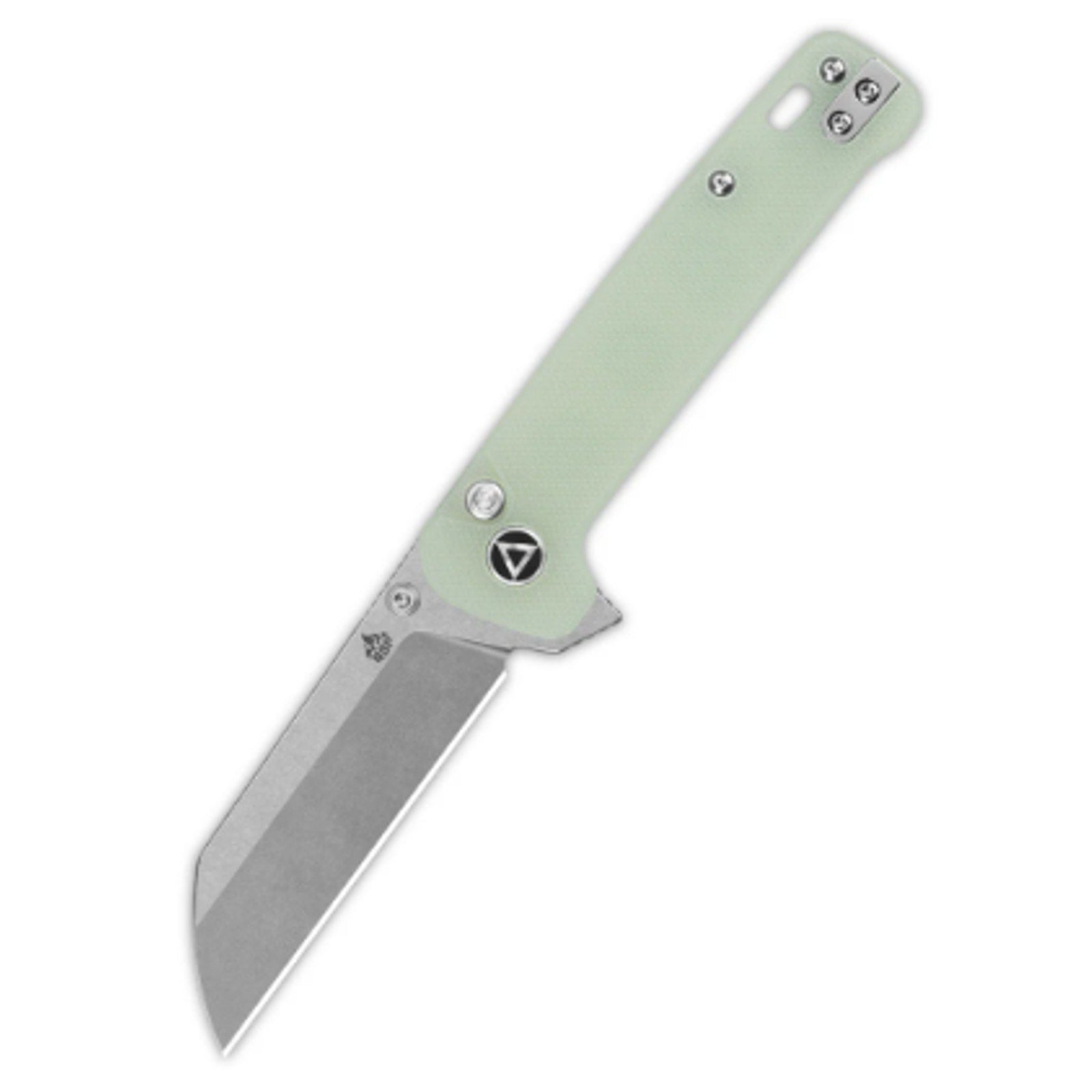 QSP Penguin Button Lock Pocket Knife 14C28N Blade Jade G10 Handle