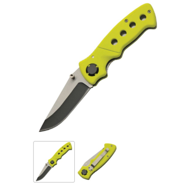 Rite Edge Hollow Two-Tone Linerlock Knife Neon Yellow Handles